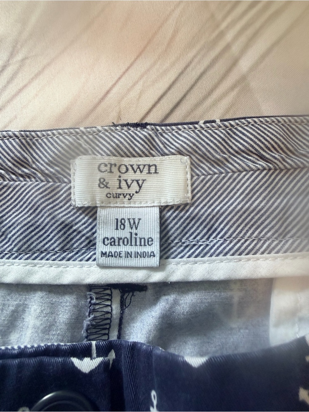 crown & ivy Navy and White Striped Waistband Skirt